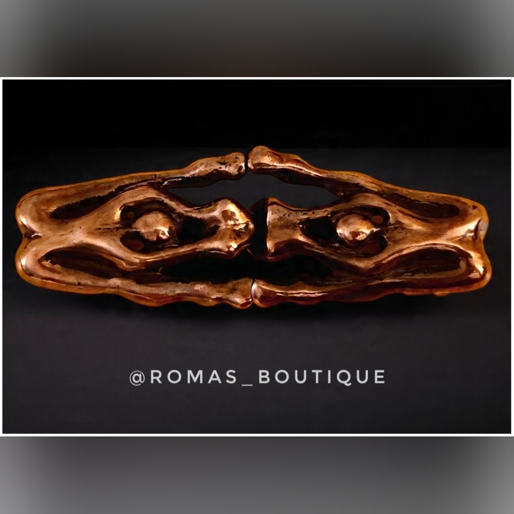 Bronze Brutalist Modernist Embracing figures Wearable art Belt Buckle Signed